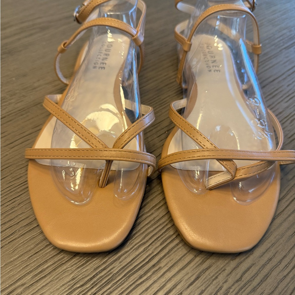 Journee Collection Light Brown Strappy Sandals